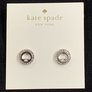 KATE SPADE Pavé Crystals & Silver Cutout Spades POST EARRINGS!